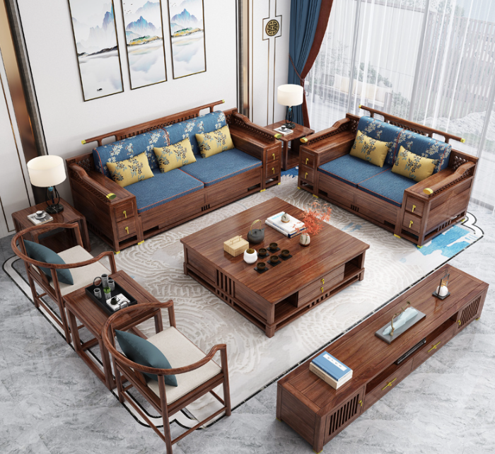 新中式会所家具沙发组合